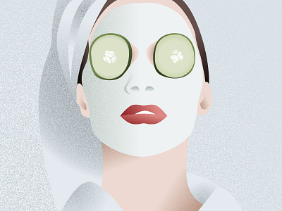 Mask me! bath cucumber grain illustration mask shadows woman
