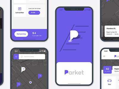 Parket cars map mobile app p parking service ui ux