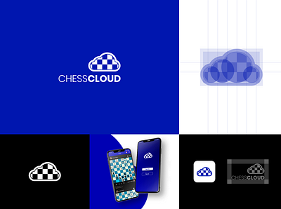 Chess Cloud branding flat logo minimal vector