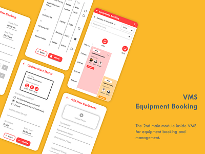 Vertigo Management System (VMS - App - Equipment Booking) app design figma flat minimal mobile mobile app mobile app design mobile design mobile ui ui ui ux ui design uidesign uiux ux ux ui ux design uxdesign uxui