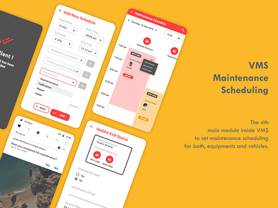 Vertigo Management System (VMS - App - Maintenance Scheduling) app design figma flat minimal mobile mobile app mobile app design mobile design mobile ui ui ui ux ui design uidesign uiux ux ux ui ux design uxdesign uxui