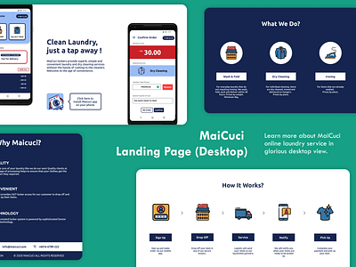 Maicuci Laundrette (Landing Page - Web) app design figma flat minimal mobile mobile app mobile app design ui ui ux ui design uidesign uiux ux ux ui ux design uxdesign uxui