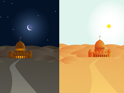 Night and Day in Desert