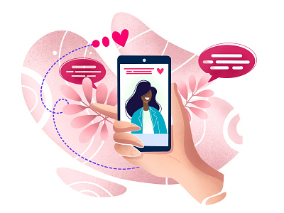 Smart Phone app branding communication design flat icon illustration illustrator love message minimal pink pink logo social media technology text texting ui web