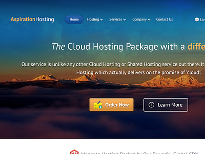 Aspiration Hosting Redesign cloud hosting website design
