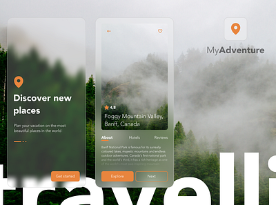 Travel App Concept design glass effect glassmorphism travel app ui