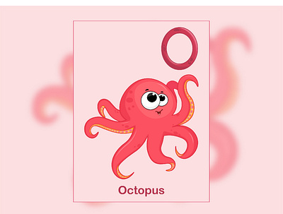 Alphabet card octopus adobe adobe illustrator art artwork character design drawing illustration octopus ui vector
