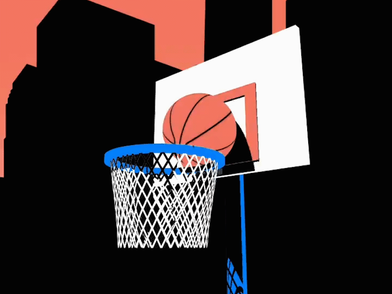 Basketball 2.5d 2d 3d animation ball basket basketball c4d cinema4d design illustration modeling