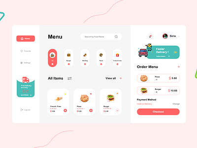 Food Delivery Dashboard clean design flat graphic design icon minimal typography ui web website