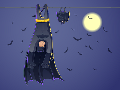 batman sleep batman，superhero，bat，print flat graphic illustration mooring sleep