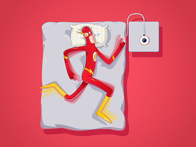 Superherosleep the flash dc flash flat graphic illustration mooring print run sleep superhero