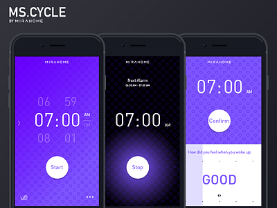 Ms.Cycle alarm app clock design time ui ux violet