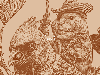 Engraving Turegrit detail bird drawing engraving freehand graphic illustration mouse painting print