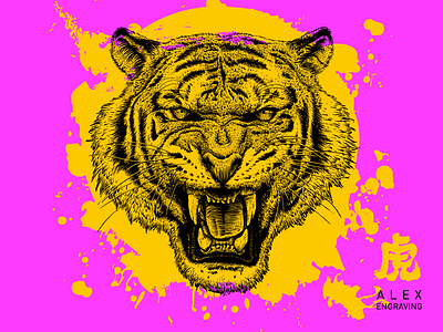 Engraving Tiger print tiger 品牌 商标 图像 打印 插图