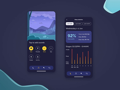 Mobile sleeping app animation dark app dark ui design design 2020 dribbble figma hello dribbble hello dribble ios mobile relax sleeping ui ux