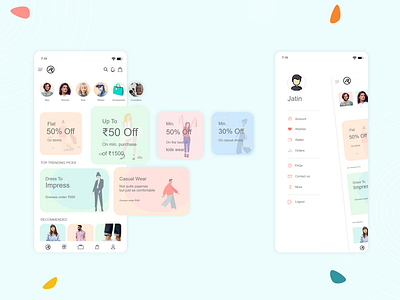 Shopping app adobe xd app application clean design colorful design inspiration marketplace material ui mobile offers products shopping shopping app uiux
