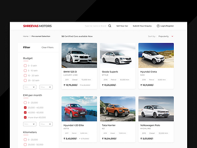 Car dealership web portal - Produt listng page branding business car design minimal sale ui ui design ui ux ux design vehicle web website