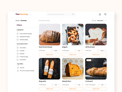 The Bakeshop - Product listing page bakery branding business design ecommerce food minimal online shop ui ui design ui ux ux design web web design website
