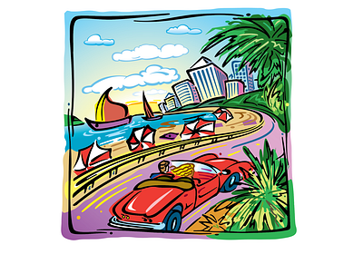 Beach Drive illustration vector