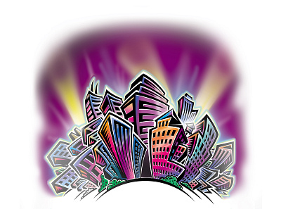 Funky Night City illustration vector