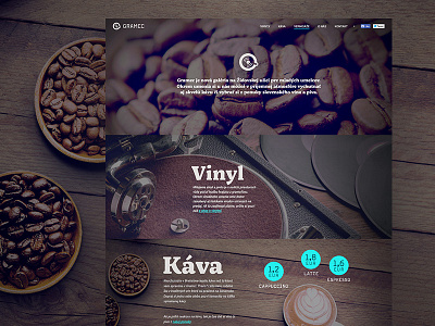 Gramec one page layout coffee drink food layout one page vine vinyl web