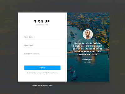 Sign up card by Stano Bagin for PLATFORM on Dribbble