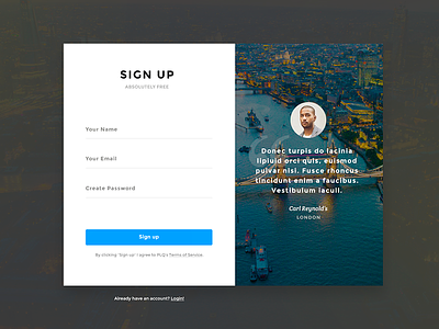 Sign up card box card free onboarding password quote sign up signup