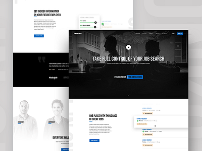 Black & White landing page for job site