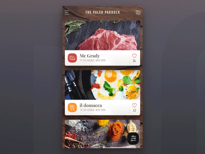 Food - ios application (filter animation) animation app dashboard filter food healthy herbs ios listing menu restaurant