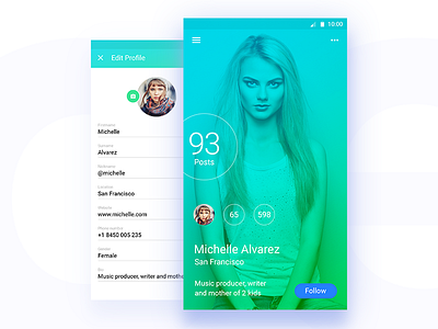 Music app for android (Material design) android app application follow material design music posts profile profile screen social stats ui