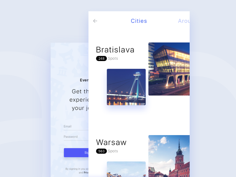 Cities screen exploration, ios app