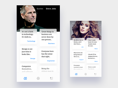Quotes by Steve Jobs and Adele (ios app) adele app application ios profile quotes steve jobs ui