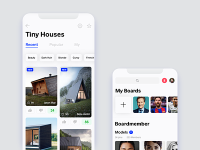 Board screens, for ios app app boards gui interest interface iphone iphone x list pinterest ui ux vote
