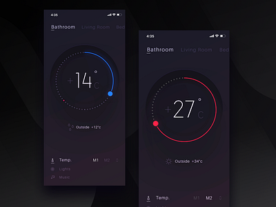 Home smart ios app control energy home iphone x smart temperature ui ux weather app application sketch