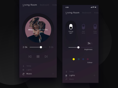 Home Smart iOS App colour home iphone x lights app application sketch music smart sound ui ux