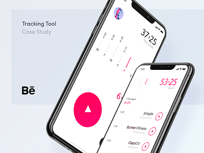 Tracking Tool - Case Study apple calendar case study design design app iphone x minimal app mobile app play project record red sheet tasks time tool ui ui ux user week