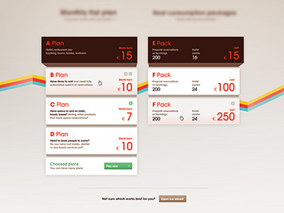 Pricing table - full view 3d booking box boxes braun interface minimalism modern money plan plans pricing purchase reservation simple subscription table ui