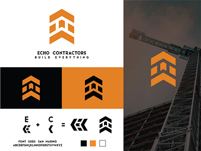 echo contractors logo branding design designer flat logo minimal vector