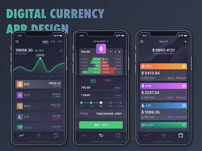 Digital Currency App app bitcoin crypto currency design digital