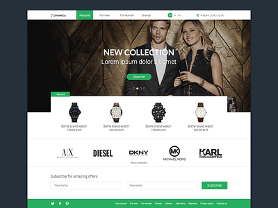 Watch Shop Frontpage ecommerce frontpage landing page shop watch