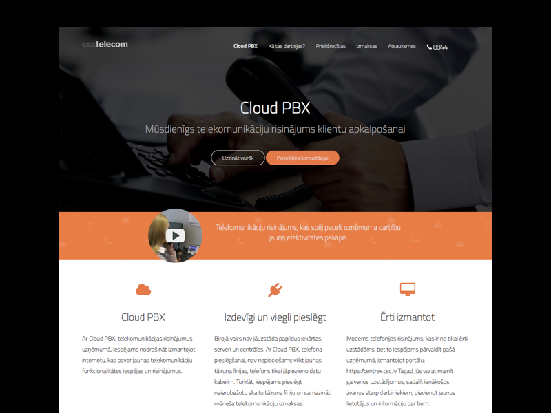 Telecom - Cloud PBX landing page landing page cloud cloud pbx telecom voip flat design