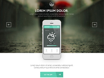 Weather App Landingpage app iphone landing page slider weather app web