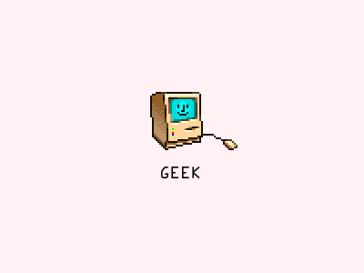Geek retro apple macintosh mac geek icon art pixel
