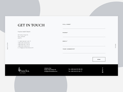 Puscha Health Resort UI Design of Contact Page by Bella Agency