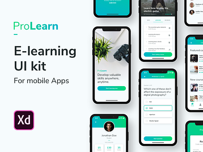 ProLearn - E-learning Mobile UI Kit bella store classroom app courses ui kit distance learning ui kit e learning app ui kit e learning college system e learning school system e learning university system masterclass app ui kit offline learning app online education online education for college online education for school online education for university online learning app online learning app ui kit online learning for high school