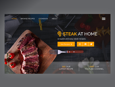 Food Recipes Concept Design art banner banner design design food minimal mockup mockup design ui ux web website