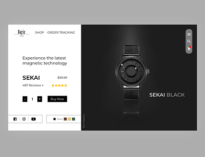 Bariz Watches - Sekai Black app art banner banner design design minimal mockup mockup design ui ux watch web website