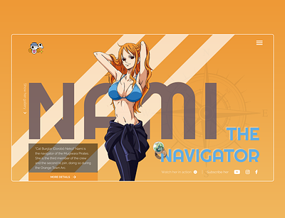 Nami anime fans art banner banner design design minimal mockup design nami one piece ui ux web website