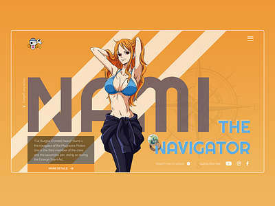 Nami anime fans art banner banner design design minimal mockup design nami one piece ui ux web website