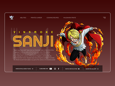 Vinsmoke Sanji anime art banner banner design design minimal mockup design mugiwara pirate sanji ui ux vinsmoke sanji web website